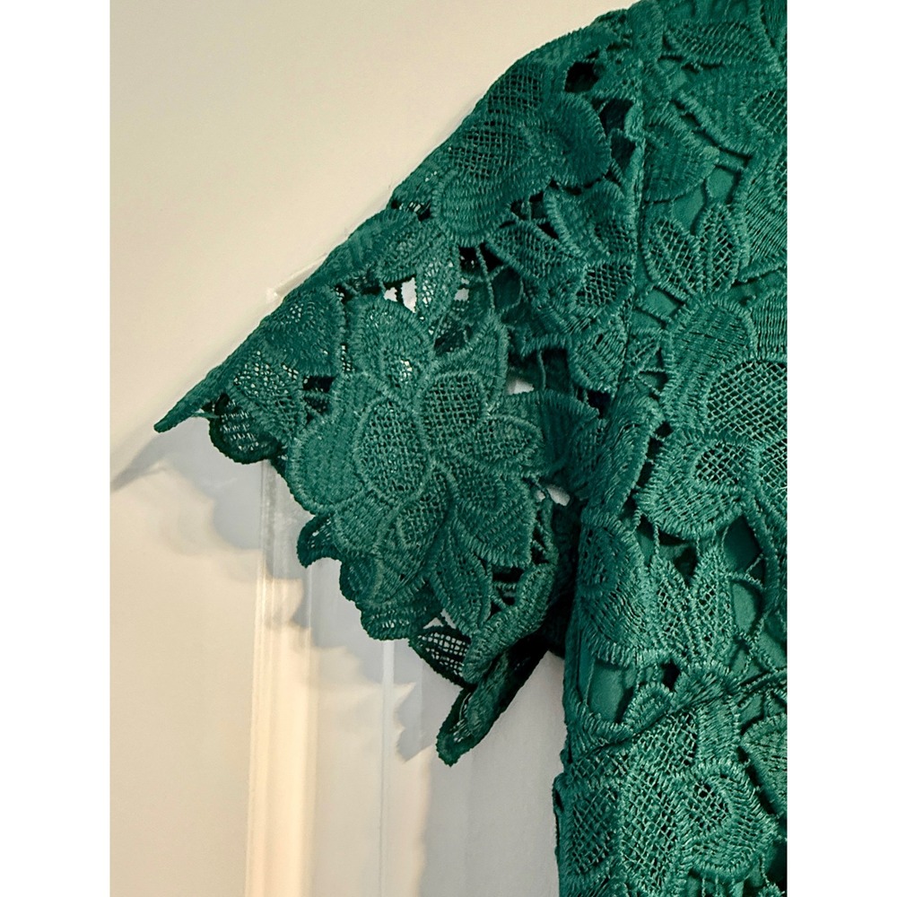 Ann Taylor Factory Lace Shift Dress Womens 4P Emerald Green Floral V-Neck - Picture 4 of 8
